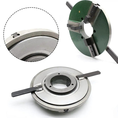 Heavy Duty 3-Jaw Lathe Chuck 12 Inch Self-Centering Beefy Grip For Wood Lathe Bowl Turning Metalworking CNC Milling Drilling With 4 Inch Center Bore close-up view.