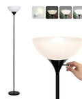 Sky Dome Dimmable LED Floor Lamp in Jet Black, featuring tall torch design with dimmer control for warm white lighting.