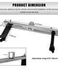 Dimensions of Adjustable Fuel Pump Lock Ring Tool For Easy Removal And Installation, Universal Alloy Steel Repair Kit, shown with measurements.