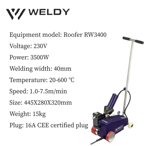Heavy Duty Automatic Roof Welder For Waterproof Membrane Sealing With Hot Air Tool For PVC TPO EPDM Featuring Infinite Speed Dial and 15kg machine.