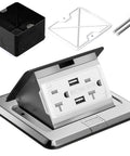 Pop Up Floor Box Waterproof Floor Outlet Kit With 20A USB Chargers And Tamper Resistant Receptacle Hidden Electrical Outlet