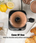 Top view of 5 In 1 Milk Frother And Steamer With Adjustable Temperature 17 Oz Detachable Frother making hot chocolate.