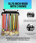 Dragon Boat Medal Display Hanger Wall Mount Holds 60 Plus Medals Metal Rack For Athletes Men with tiered ribbon holder