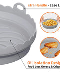 Round Silicone Air Fryer Liners For AF101 Compatible Fryers Reusable Dishwasher Safe Liners with handle and oil isolation design
