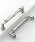 Two brushed satin nickel cabinet handles from 10 Pack 5 Inch Hole Center Cabinet Handles In Brushed Satin Nickel And Polished Nickel Finishes.
