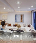 Top Shelf 24 Pack 6 Inch Flush Mount Led Ceiling Lights Featuring Smooth Dimming Five Cct Settings Dead Simple Wiring And Genuine Heavy Duty Build For Your Home in a modern living room.