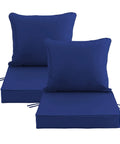 24x24 Inch Outdoor Chair Cushions Set Of 2 With Removable Washable Covers, Water Repellent And Fade Resistant, Non Slip Bottom With Straps, Replacement Cushions For Deep Seat Patio Sofa And Couch, Navy