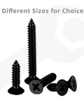 Heavy Duty 12 Gauge 2 Inch Flat Head Self Tapping Wood Screws 304 Stainless Steel Black Finish Quick Grip Rust Proof 50 Piece Collection
