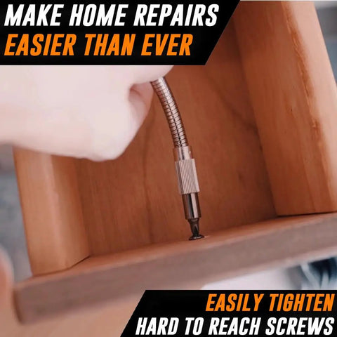 Using Versatile 12 In 1 Ratcheting Flexible Screwdriver For Tight Spaces with bendable shaft to tighten screw inside drawer.