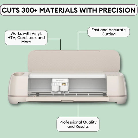 Maker 4 Starter Craft Bundle With All In One Die Cutting Machine shown with precision cutting features