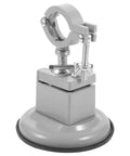 Top-Tier Vaguelly Portable Metal Bench Vise With Suction Cup Base For Super Secure Grip, 360 Degree Rotation Mini Table Clamp shown from the side.