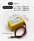10 Pack 4.8 Volt 800mAh NiCd Battery Replacement For Emergency Exit Lighting Systems with dimensions labeled