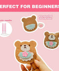 Beginner Sewing Kit For Kids With 9 Different Animal Charms, Easy Pre-Cut Fabric, Plastic Needle Tools, Bear Charm Instructions