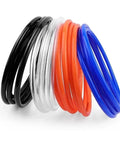 Top Shelf Heavy Duty Polyurethane Air Hose And Pneumatic Tube Two To Sixteen Millimeter Clear Compressor Pipe Fuel Line in black, clear, orange, and blue.
