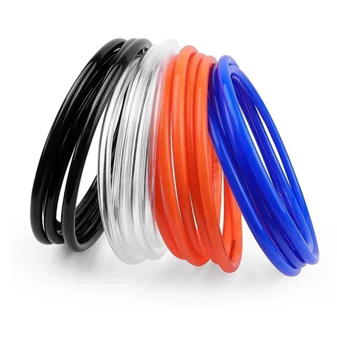 Top Shelf Heavy Duty Polyurethane Air Hose And Pneumatic Tube Two To Sixteen Millimeter Clear Compressor Pipe Fuel Line in black, clear, orange, and blue.