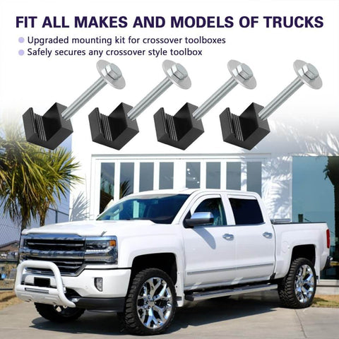 Built Tough Aluminum Mounting Clamps For Pickup Truck Tool Box Set With J Hook Crossover Mounts Heavy Duty Bed Box Kit