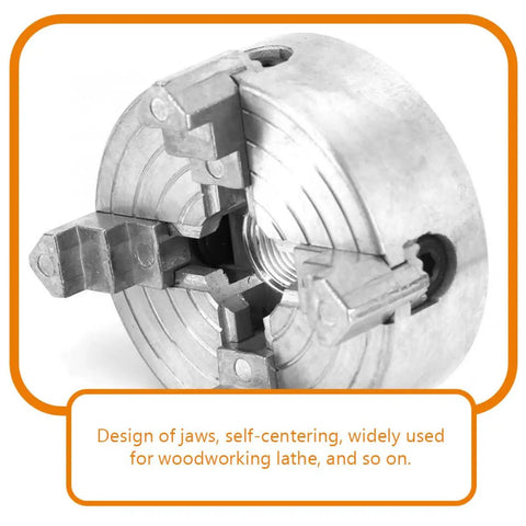 Close view of Mini 4-Jaw Lathe Chuck Manual Clamp Hand Chuck For Precision Machining And DIY Metalworking, zinc alloy jaws