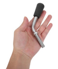 Solid As A Rock M12x40 Workbench Locking Screw Metal Threaded Handwheel held in hand, showcases black rubber grip and steel threaded shaft.