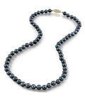 Black Akoya Japanese Pearl Necklace For Women, 14K Gold Strand, 18 Inch, 8.5 To 9.0 Millimeters Genuine Cultured Pearls With Radiant Luster