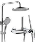 RIBEUJIZS Shower System, 10inch/25cm Round Rain Shower Set, chrome finish with LED display and handheld shower head.