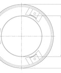 Technical drawing of RFC White Cover Plate Assembly 135 Degree for Fire Sprinkler Systems, top view with measurements in inches and millimeters.