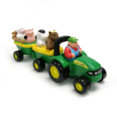 Animal Sounds Hayride Musical Tractor Toy With Farmer Figure And 4 Farm Animals, Push Along Farm Toy For Toddlers