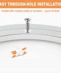 Close-up of 14 Inch Lazy Susan Hardware Aluminum Bearing Kit showing screw and hole for installation.