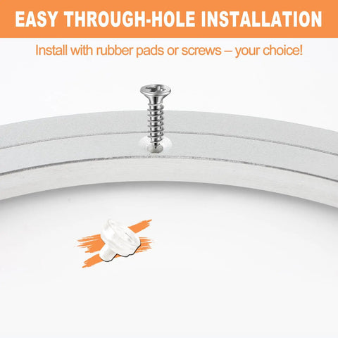 Close-up of 14 Inch Lazy Susan Hardware Aluminum Bearing Kit showing screw and hole for installation.