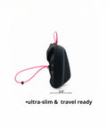 Side view of ultra-compact travel case, semi hard EVA mask case for snorkeling and scuba gear with crush resistant front shell.