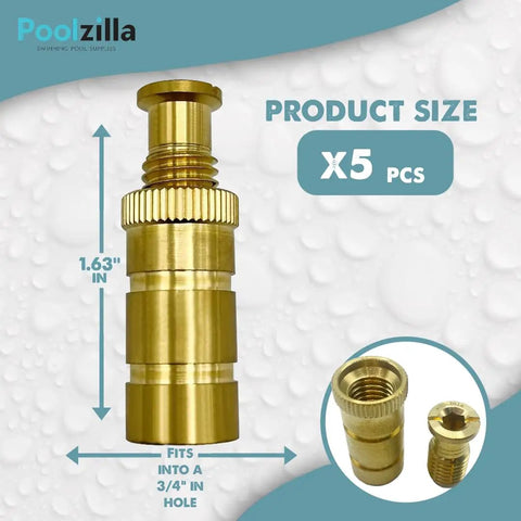 Beefy Brass Pool Safety Cover Anchors For Concrete And Pavers 5 Pack Universal Fit Fits Three Quarters Inch Holes One And Five Eighths Inch Long Durable Pool Cover Hardware