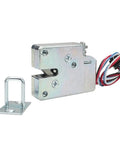 Compact Electromagnetic Solenoid Door Lock For Cabinets And Vending Machines With Slick 12v DC Electric Deadbolt and Badass Carbon Steel Build.