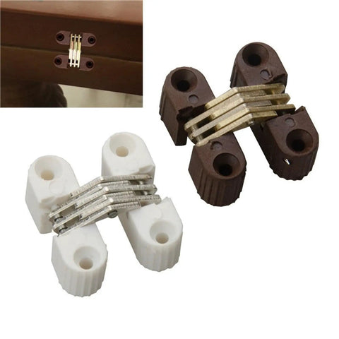 6-Piece Hidden Folding Door Barrel Cross Hinge Set for Dining Tables and Furniture Repair, plastic concealed hinges
