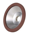 Close-up of Diamond Abrasive Sheet And Cup Wheel Set 150mm 125mm 100mm 180 Grit for carbide metal stone grinding resin bond bowl shape.
