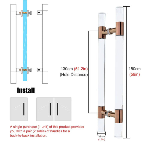 Clear Acrylic Sliding Door Pull Handle for Exterior and Interior Doors Round Push Pull Bar for Wood and Glass Office KTV Shop Use Tall Sizes 24 32 39 47 59 Inches No Sweat 2 Hole Mount Rust and Water Resistant