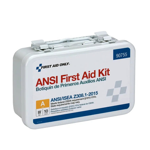 ANSI A 2015 And OSHA Compliant 71 Piece First Aid Kit For A Crew Of Ten, All In One Emergency Set in white hard case