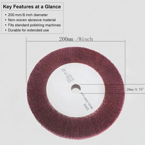 2 Pack 8 Inch Non-Woven Polishing Wheels 320 Grit Nylon Flap Wheels For Die Grinder Or Bench Grinder Red Finish