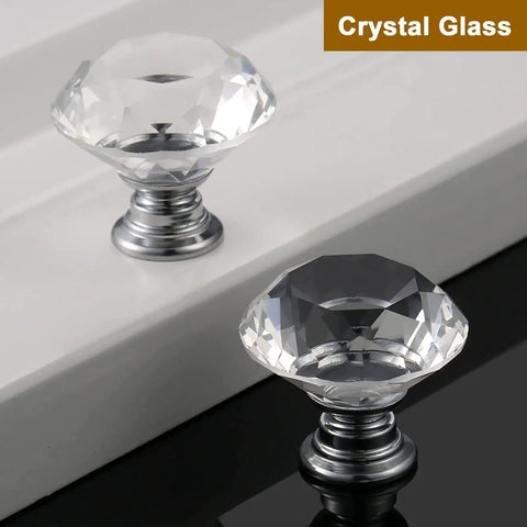Sparkling Crystal Diamond Glass Cabinet Knob Set 30mm 1.18 Inch Clear Crystal Pulls With Three Size Screws For Dresser Cabinet Closet Doors Upgrade For Your Home Decor, clear glass cabinet knobs on dresser