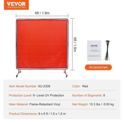 Badass Welding Screen With Steel Frame Boasts A Six By Six Foot Red Flame Resistant Vinyl Shield That Shuts Down Scorching Sparks And Heat Roll Smoothly Anywhere On Four Swivel Wheels With Two Lockable Casters For Easy Shop Moves
