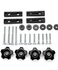 Heavy Duty Double Feather Board For Router Table Saws parts including clamps, screws, and washers for solid clamping performance.