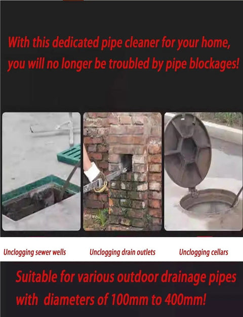 Heavy Duty Drain Unclogger Built Different Features A Rugged 10 Meter Steel Cable used in outdoor drainage pipe cleaning.
