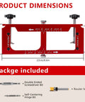 Heavy Duty Aluminum Door Hinge Jig Kit With Adjustable Mortise Template dimensions and included parts