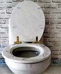Heavy Duty Resin Toilet Seat With Chic Marble Texture Universal Slow Close Lid Engineered For The Daily Grind ergonomic design on commode