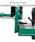 Backing angle clamping feature of Rock Solid Woodworking Tenoning Jig With Adjustable Tenon Saw Fixture For precise cuts.