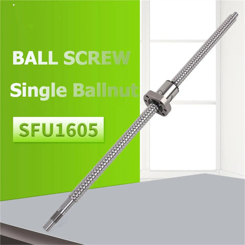 SFU1605 Ballscrew With End Machined Ball Nut showcased for CNC linear motion applications, highlighting industrial grade steel.