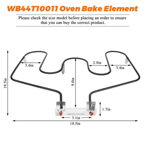 Upgrade WB44T10011 Oven Bake Element For GE Hotpoint Kenmore Ranges 19.5x18.5 inches nickel stainless steel heating element