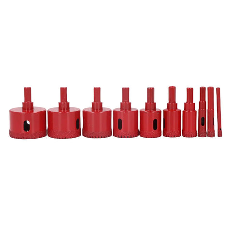 Check Out These Epic Filfeel Hole Saw Tile Drill Bits Kit With 10 Piece Shank Bits For Ceramic Marble Glass That Cuts Clean Without Burrs And Lasts Forever 10-piece red diamond hole saw bits set for ceramic, marble, glass