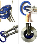 Five Piece Hydraulic Seal Installation Tool Kit With Pick And Hook Set For Cylinder Repair O Ring Swap Quick Fix No Sweat Setup Includes Three Rod Sizes, showing blue seal adapters in various angles.