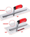 Two-Piece Notch Trowel Set With Stainless Steel Blades And Soft Grip Handle, 1/8 Inch By 1/8 Inch and 1/4 Inch By 1/4 Inch