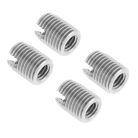 20 Pcs M4 8mm Threaded Inserts Self Tapping Helical Coil Repair Kit For Aluminum Plastic Wood And Metalworking DIY Projects Easy Install Secure Fit Restores Damaged Holes And Prevents Stripouts, four silver inserts