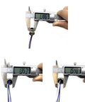 Caliper measuring dimensions of the 2 Pack M12 5 Pin A Coded Male Connector Cable IP67 Waterproof Back Mount Straight Unshielded Aviation Socket